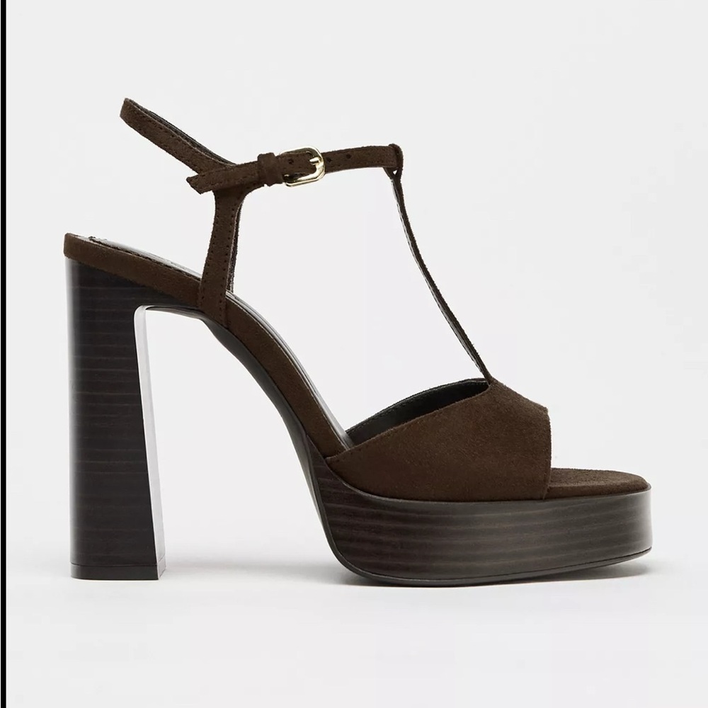 Zara Brown Platform Heels
